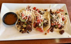 Vegan tacos with soy meat   at 3 Tequilas in Kill Devil Hills