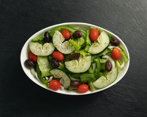 Vegan Greek salad at Sarpino's Pizzeria in Coral Springs
