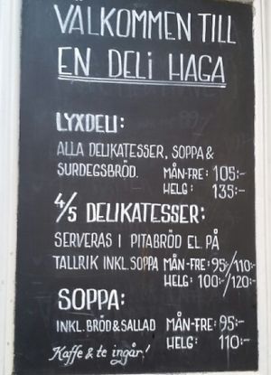 Menu at En Deli Haga in Gothenburg