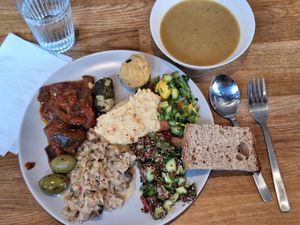 All this delicious vegan food for 14 eur. at En Deli Haga in Gothenburg
