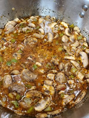 Vegan Mushroom gumbo with mushrooms, peppers, onions, and rice at Julie's Guilt-Free Sweet Treats in Tucson