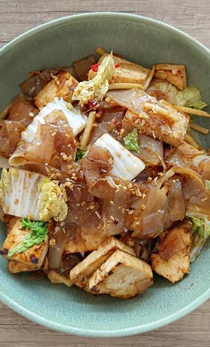 Drunken noodles, tofu & veg, 2026 at Kaow Thai in Warwick