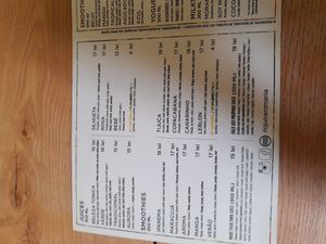Menu at Rio Juice - Calea Victoriei in Bucharest