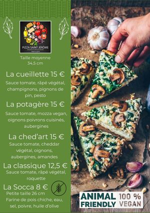 Menu vegan  at Pizzeria Saint Jérôme in Aix-en Provence