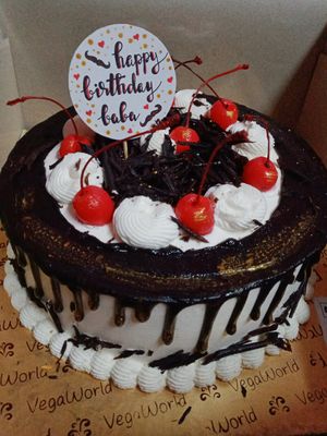 VegaWorld Vegan black forest cake 🍒🍫🎂 at VegaWorld in Kolkata