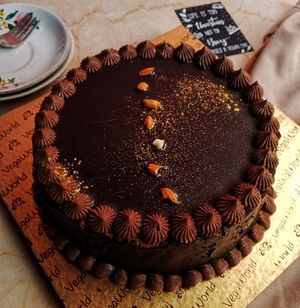 Vegan chocolate truffle praline cake 🍰🍫🌰🌿 at VegaWorld in Kolkata