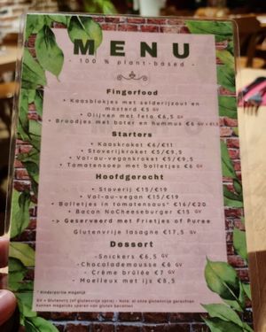 Menu at Oh!MA in Bruges