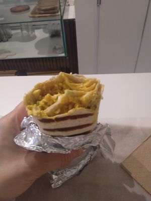 Scrambled tofu wrap at Mimi's Cafe Vegan in Athens