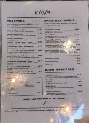 They have changed their menu ... at kave in West London