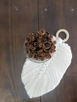 Cinnamon and macramé that we also sell, handmade by a local artisan/Canela y macramé, lo cual también vendemos, hecho a mano por una artesana oaxaqueña  at La Mirilla de los Sabores in Oaxaca
