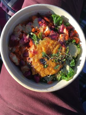 Demi rainbow harvest at Life Alive Organic Cafe in Cambridge