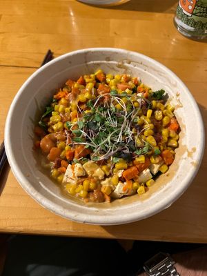 Vegan emperor bowl over udon  at Life Alive Organic Cafe in Cambridge
