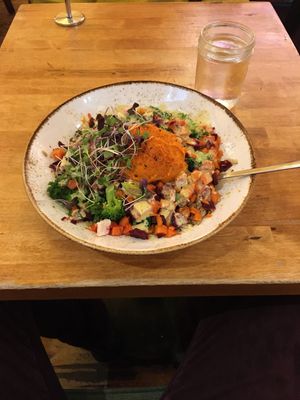 Rainbow harvest bowl at Life Alive Organic Cafe in Cambridge