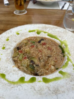 Vegetable Orzotto - most likey had cheese in it  at Orizontes in Zakynthos
