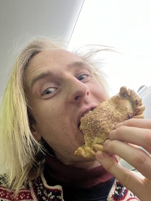 Eating when one the way  at Radharane - Gedimino in Vilnius