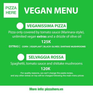 Vegan Menu 2025 | PIZZA HERE Ha Giang at Pizza Here in Ha Giang