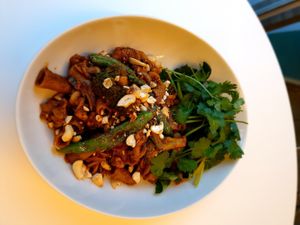 tempeh ragu pasta at Sunny Bowl in Seoul