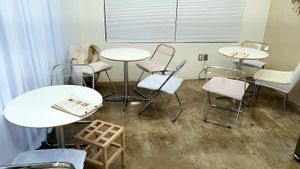 Interior of location - seating at Sunny Bowl in Seoul