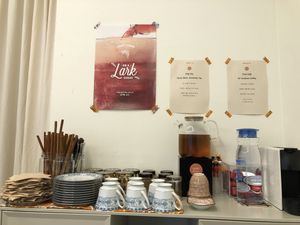 Help yourself to some tea and water   at Sunny Bowl in Seoul