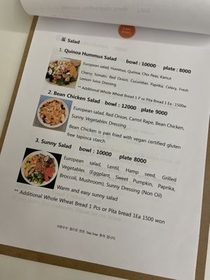 Menu  at Sunny Bowl in Seoul