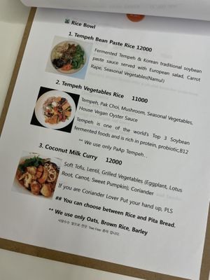 Menu  at Sunny Bowl in Seoul
