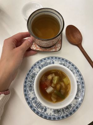 Soup - complimentary starter  at Sunny Bowl in Seoul