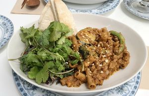 Chili tempeh ragout pasta at Sunny Bowl in Seoul