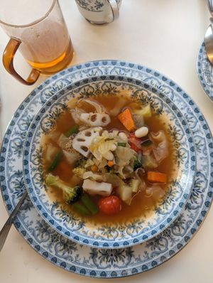 Veg soup. So delicious at Sunny Bowl in Seoul