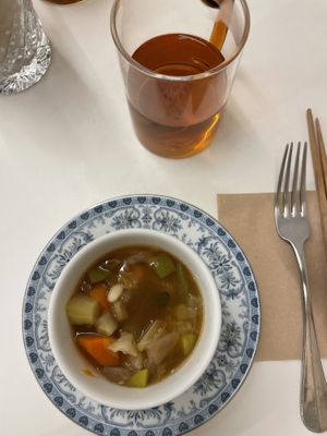 Soup complimentary   at Sunny Bowl in Seoul