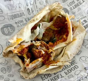 Spicy falafel sandwich  at Operation Falafel in Dubai