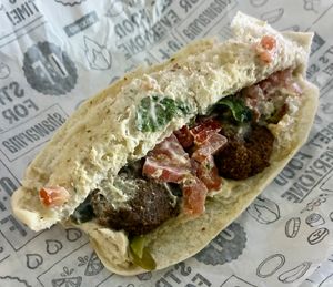Special falafel sandwich at Operation Falafel in Dubai