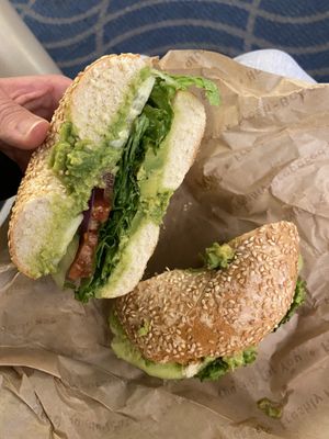 Avocado veg out w/ no cream cheese at BOI - Einstein Bros Bagels in Boise