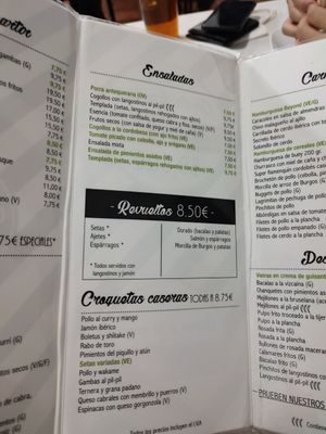 Menú at Tapería Esencia in Malaga