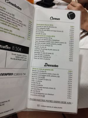 Menú at Tapería Esencia in Malaga