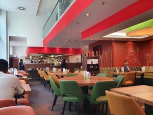 Restaurant interior at Saravanaa Bhavan in Berlin