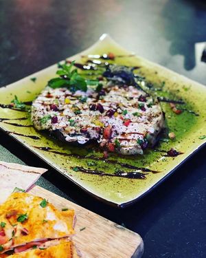 burned eggplant at Yalla Yalla in Amsterdam