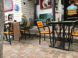 Decor outside at Serendiville in Tirana