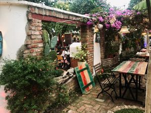 Dining patio decor at Serendiville in Tirana