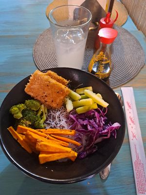 Crispy tofu coconut bowl (124 pesos) at Banh Mi in Guanajuato