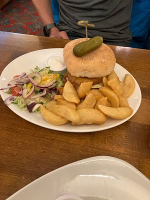 Burger w vegan mayo   at The Black Bull at Nateby in Kirkby Stephen