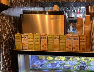Variety of plant milks from Alpro and FoMilk at King's Coffee Shop in Goreme
