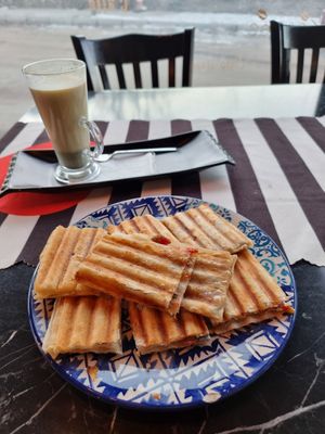 Pancakes and matcha latte #Veganuary at King's Coffee Shop in Goreme
