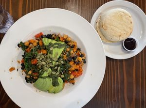 Vegan Love Bowl w/ House made English muffin  at The Victorian Cafe in Bend