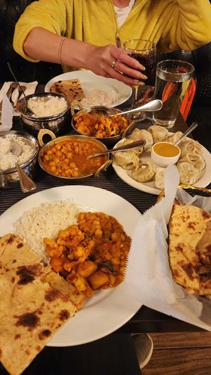 Food spread that I shared with my friend at Flavor of Himalaya in San Marcos