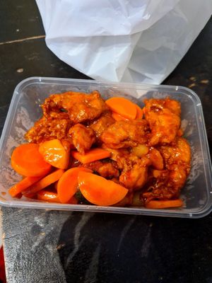 Vegan sweet and sour pork at Bamboo Box in Katoomba