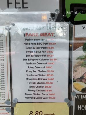 Faux meat menu at Bamboo Box in Katoomba