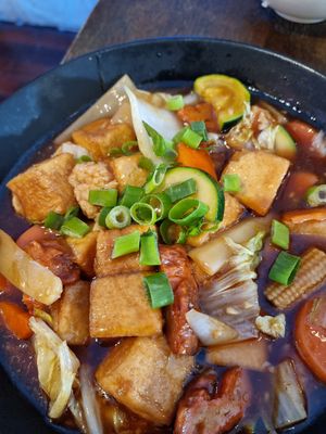 Braised Tofu with mock meats at Bamboo Box in Katoomba