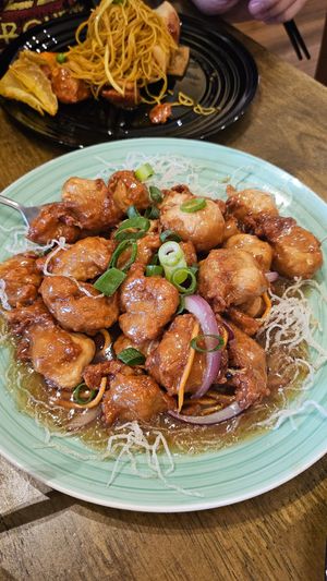 Pork in plum sauce at Bamboo Box in Katoomba