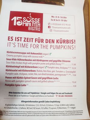 Menú at 15 süße Minuten Café - Bistro in Vienna