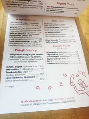 Menú 2 at 15 süße Minuten Café - Bistro in Vienna